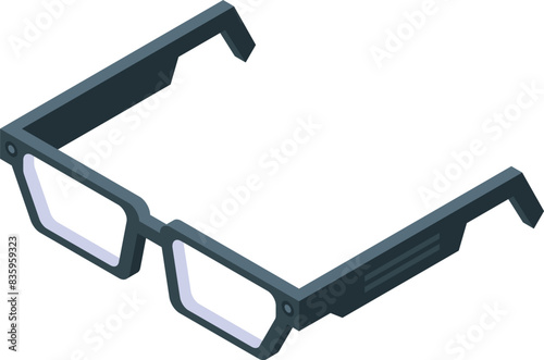 3d isometric illustration of a pair of modern eyeglasses with transparent lenses