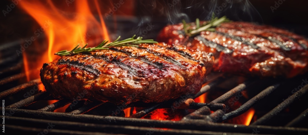 Grilled burgers close up. Creative banner. Copyspace image Grilled burgers close up. Creative banner. Copyspace image