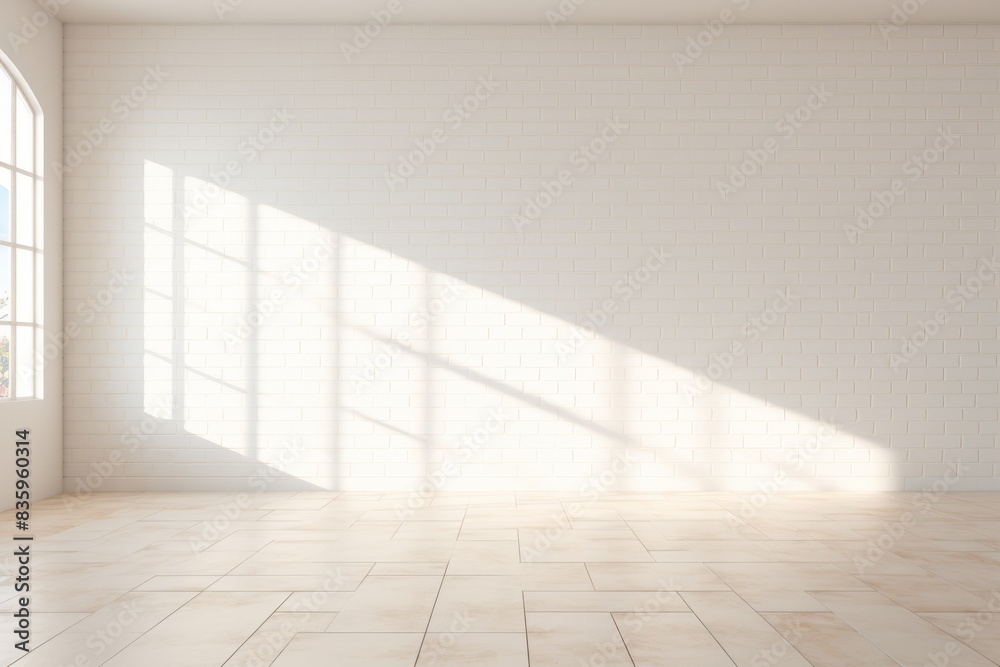 Empty room with white brick wall. Empty room with white brick wall.