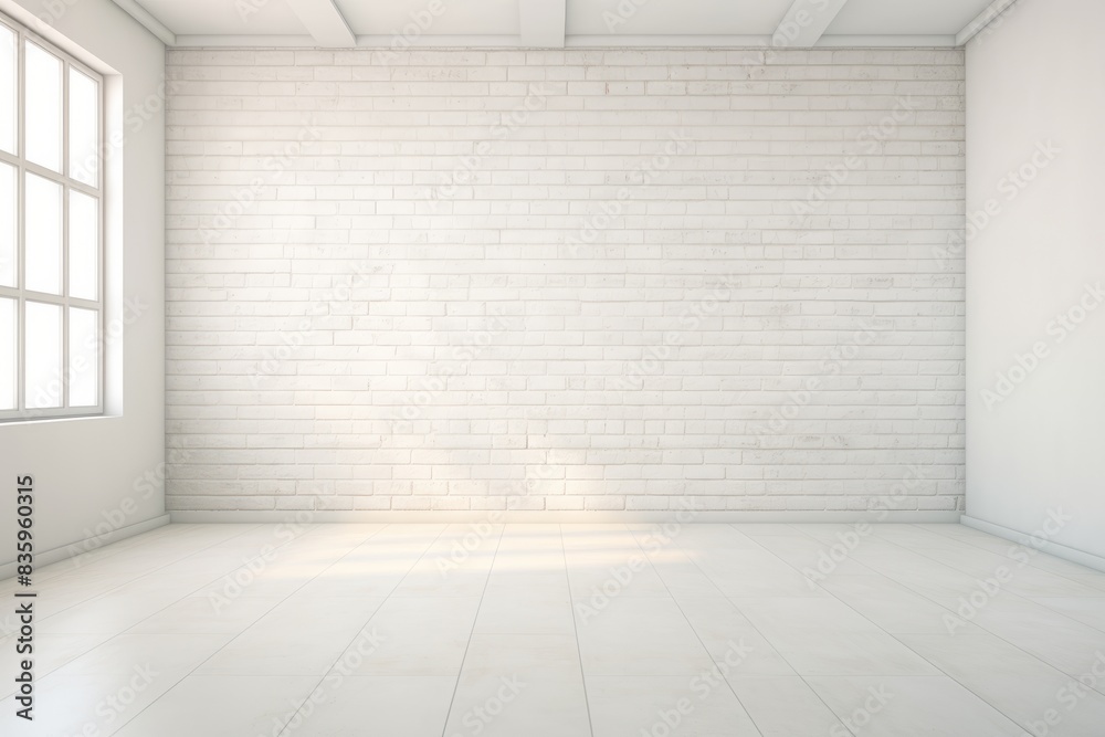 Empty room with white brick wall. Empty room with white brick wall.