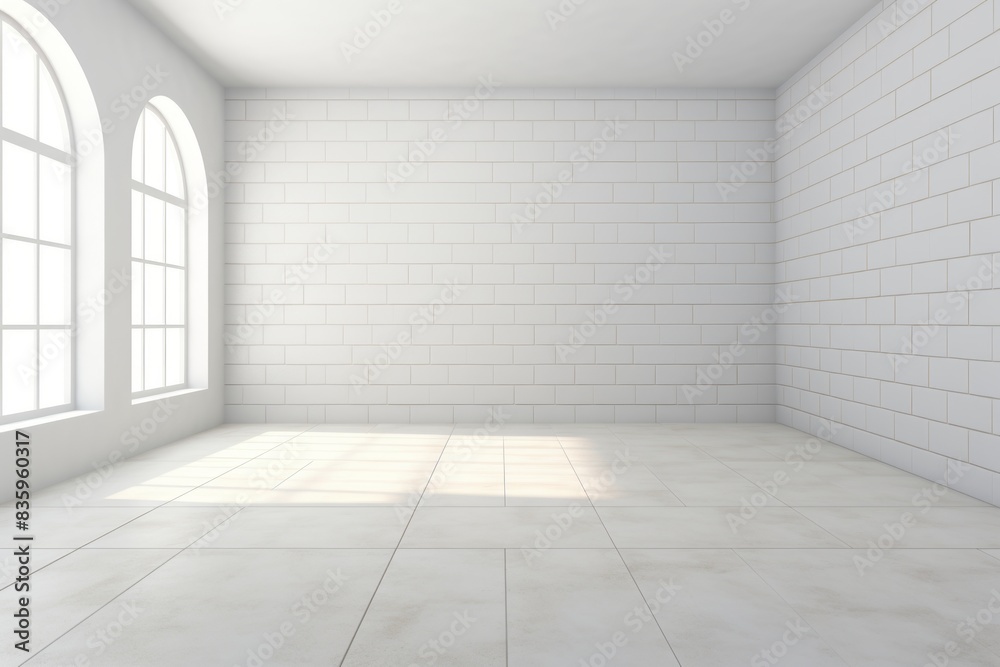 Empty room with white brick wall. Empty room with white brick wall.