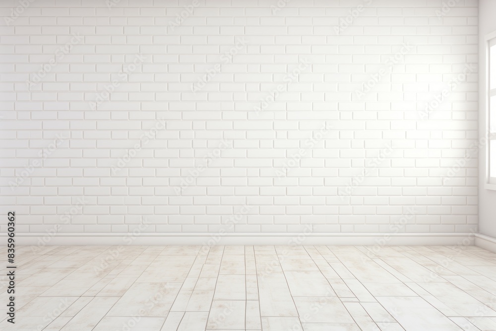 Empty room with white brick wall. Empty room with white brick wall.