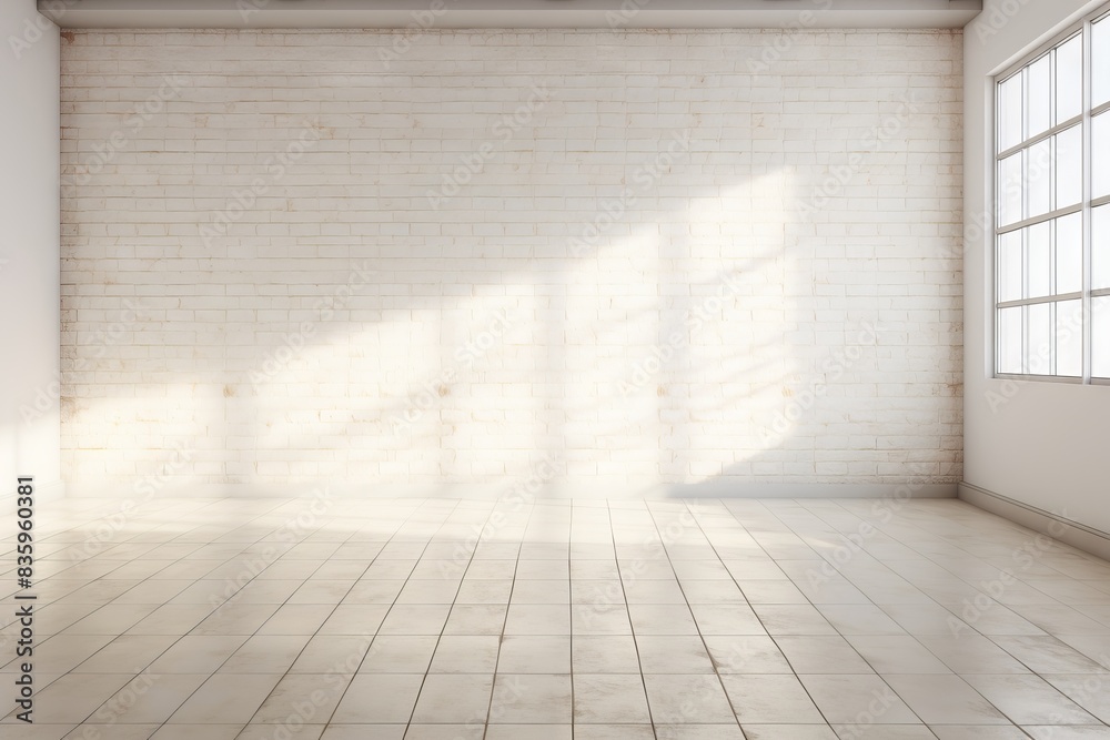Empty room with white brick wall. Empty room with white brick wall.