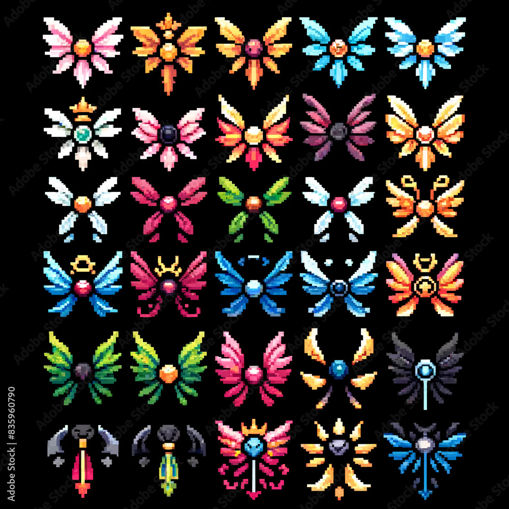 Sprite sheet of pixel art RPG fairy wings Sprite sheet of pixel art RPG fairy wings