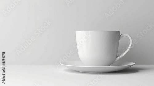Wallpaper Mural White Cup and Saucer Mockup on Light Wooden Table Torontodigital.ca