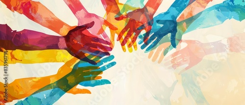 Team collaboration and unity concept representing diverse individuals coming together as a symbol of partnership and employee cooperation
