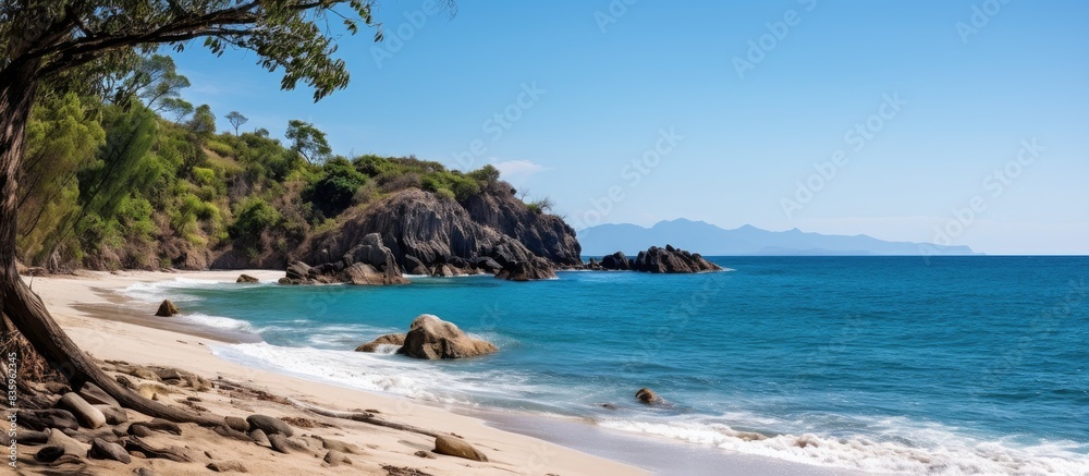 Obraz premium private beach peninsula by the sea. Creative banner. Copyspace image