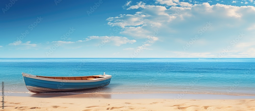 Naklejka premium dinghy beach. Creative banner. Copyspace image