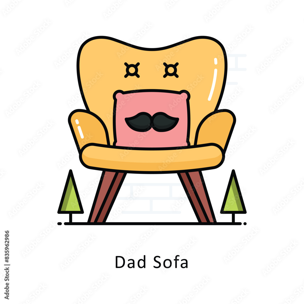 Dad Sofa Vector Filled outline Design illustration. Symbol on White background EPS 10 File Dad Sofa Vector Filled outline Design illustration. Symbol on White background EPS 10 File