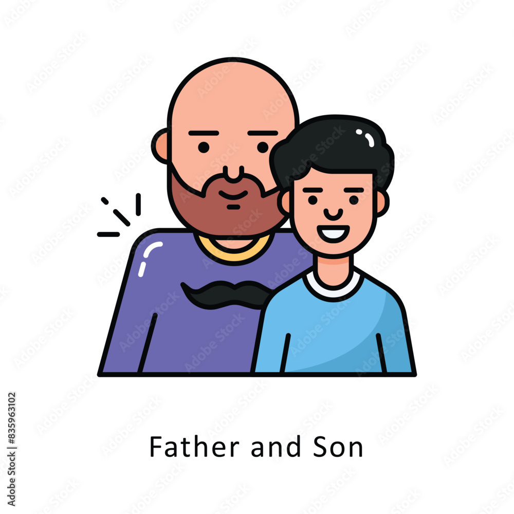 Father and Son Vector Filled outline Design illustration. Symbol on White background EPS 10 File Father and Son Vector Filled outline Design illustration. Symbol on White background EPS 10 File