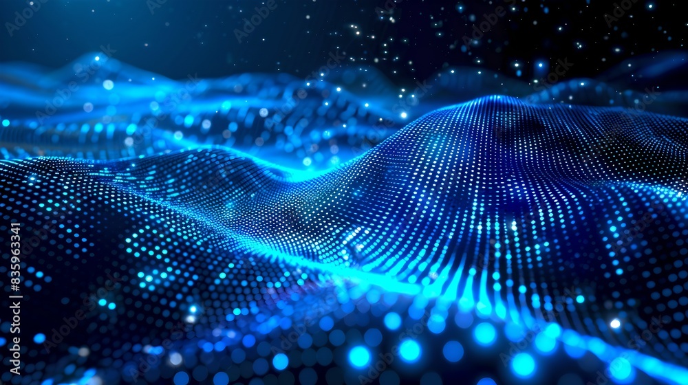 Abstract digital waves in blue hues, representing futuristic technology and data flow. Ideal for tech backgrounds. AI-generated imagery. AI Abstract digital waves in blue hues, representing futuristic technology and data flow. Ideal for tech backgrounds. AI-generated imagery. AI