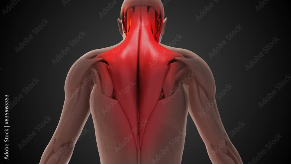 Trapezius muscle anatomy medical animation