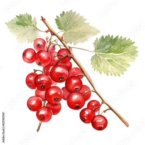 Watercolour Illustration of redcurrant photo