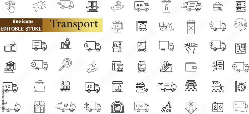 Transport web line icons. Transport web line icons.