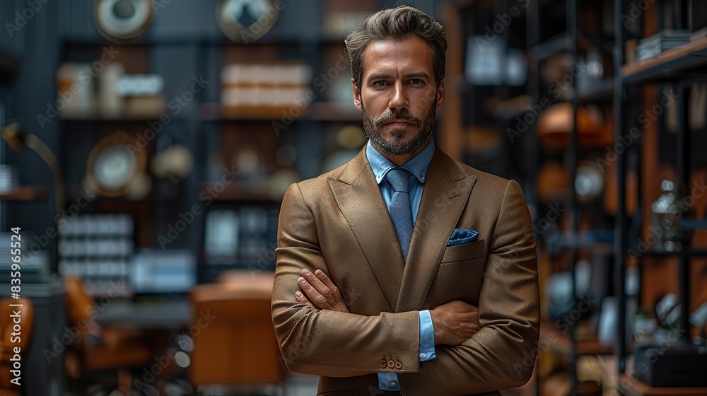 confidence success and leadership with a businessman standing arms crossed in the office management and vision with a man employee operating with a growth mentality .stock illustration