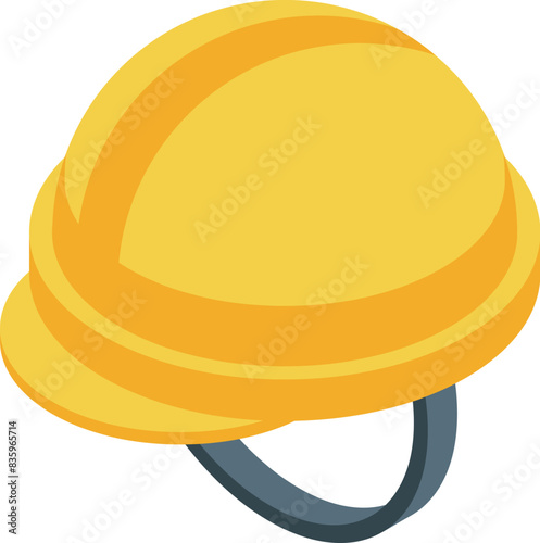 Yellow construction helmet icon for safety, with durable and professional protective gear for workers in the construction industry, isolated vector isometric illustration