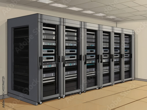 server room with servers Server racks in server room data center server rack with servers