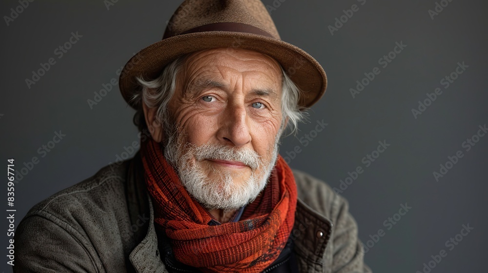 portrait of a senior man on grey background.illustration portrait of a senior man on grey background.illustration