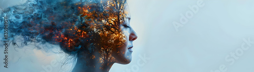 Patient Profile with Mindfulness Overlay: Inner Peace  Strength in Illness. Ideal for Mental Health  Healthcare Ads.   Photo Realistic Concept photo