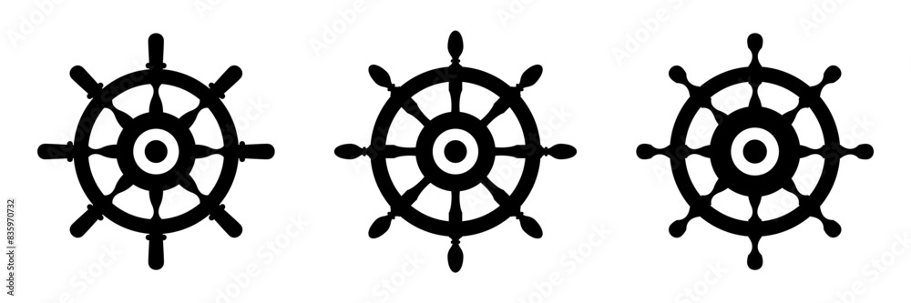 Obraz premium nautical ship steering wheel icon