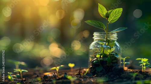 Photo realistic concept of Philanthropist with green investments: blending a profile of philanthropist with green investment imagery symbolizing hope and financial support for sust