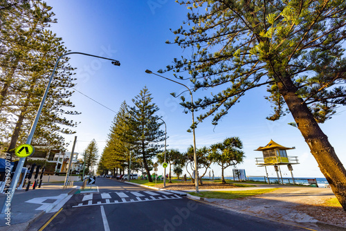 Pedestrian street crossing near the beach at Miami on the Gold Coast
