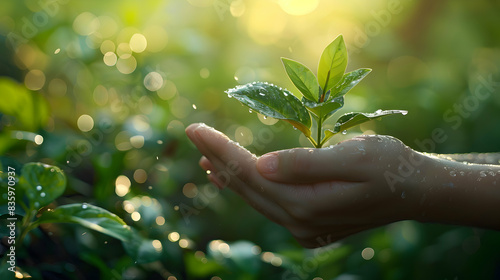 Photo realistic portrait of a philanthropist with green investments, symbolizing hope and financial support for sustainable projects. Ideal for finance and environmental advertisin