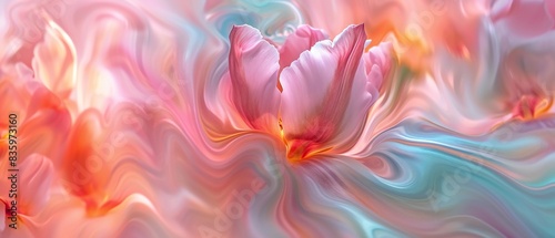 Painted Petals  Tulip flower captured in extreme macro  resembling dynamic strokes of paint on a canvas.