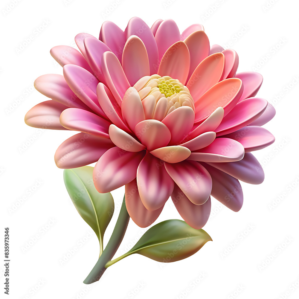 Obraz premium Pink aster flower and buds Hyperrealistic Highly Detailed Isolated On Transparent Background Png File