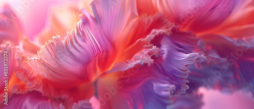 Painterly Petals: Tulip flower in extreme macro, displaying painterly textures and dynamic patterns reminiscent of abstract art.