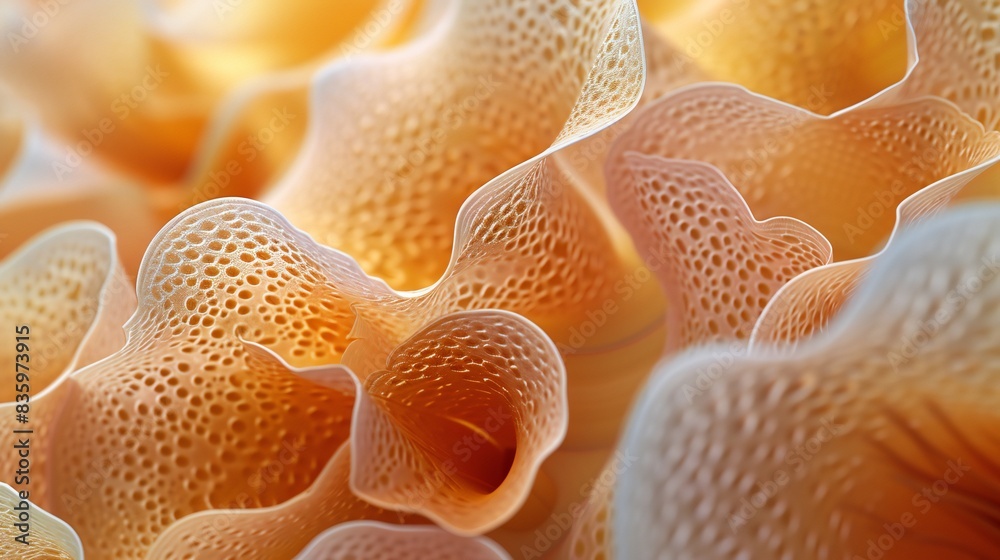 Fototapeta premium Pocket Petal Beauty: Macro shot captures the delicate allure of Calceolaria uniflora petals, resembling miniature tulips in bloom.