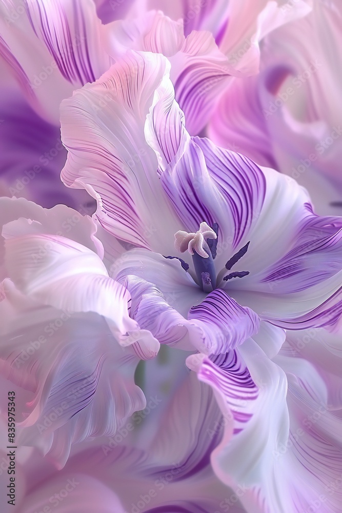 Striped Petal Dance: Tulip blooms in extreme macro sway with wavy tiger stripes, a captivating fusion of elegance and wild beauty. Striped Petal Dance: Tulip blooms in extreme macro sway with wavy tiger stripes, a captivating fusion of elegance and wild beauty.