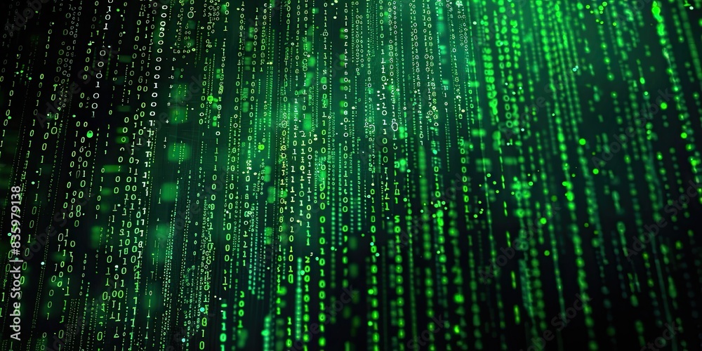 Abstract Green Matrix Code Display
