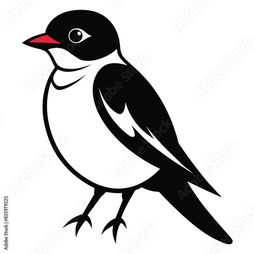 Solid color Eastern Kingbird animal vector design