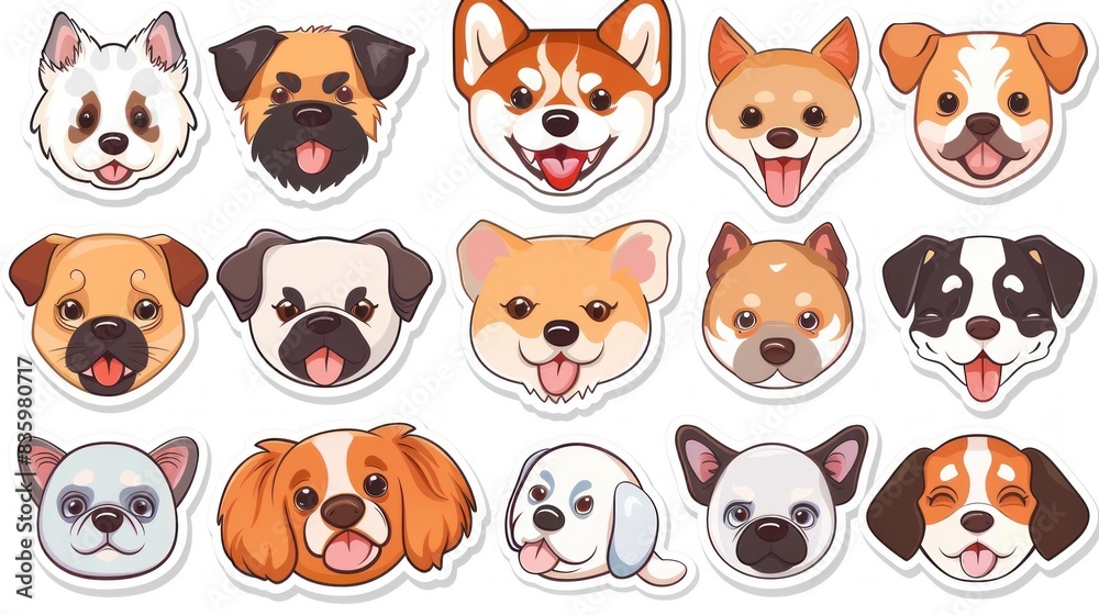 Charming Collection of Cartoon Dog Faces in Colorful, Joyful Expressions, Generative ai Charming Collection of Cartoon Dog Faces in Colorful, Joyful Expressions, Generative ai