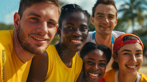 Determined Multiethnic Athletes Focused on Training Outdoors
