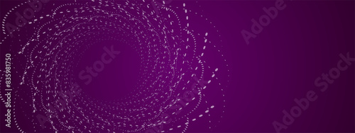 Abstract minimalist background.Futuristic space illustration Vector modern design Universal banner Circular lilac figure made of interrupting lines Dynamic Spiral Science Fiction Banner 