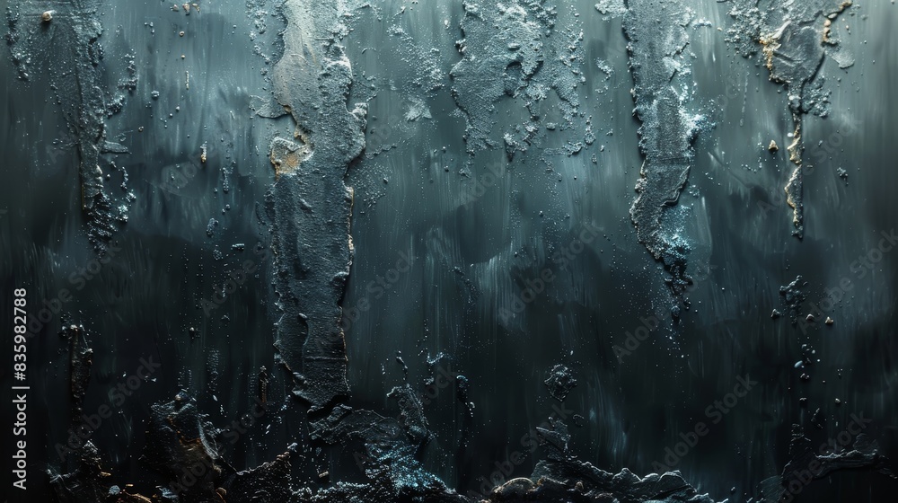 Abstract dark textured painting with various shades of blue and grey, creating a dynamic and moody atmospheric effect. Abstract dark textured painting with various shades of blue and grey, creating a dynamic and moody atmospheric effect.