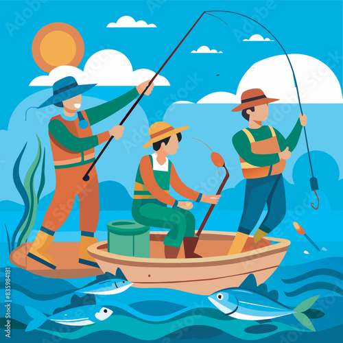 fishing people vector illustration