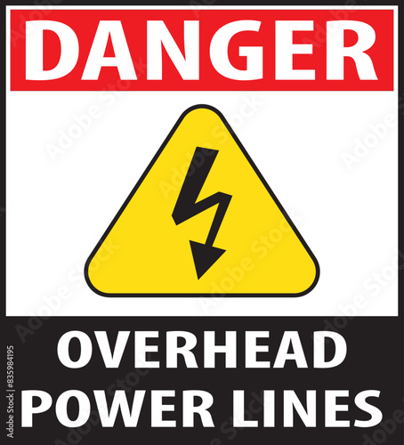 Overhead power lines danger sign vector.eps