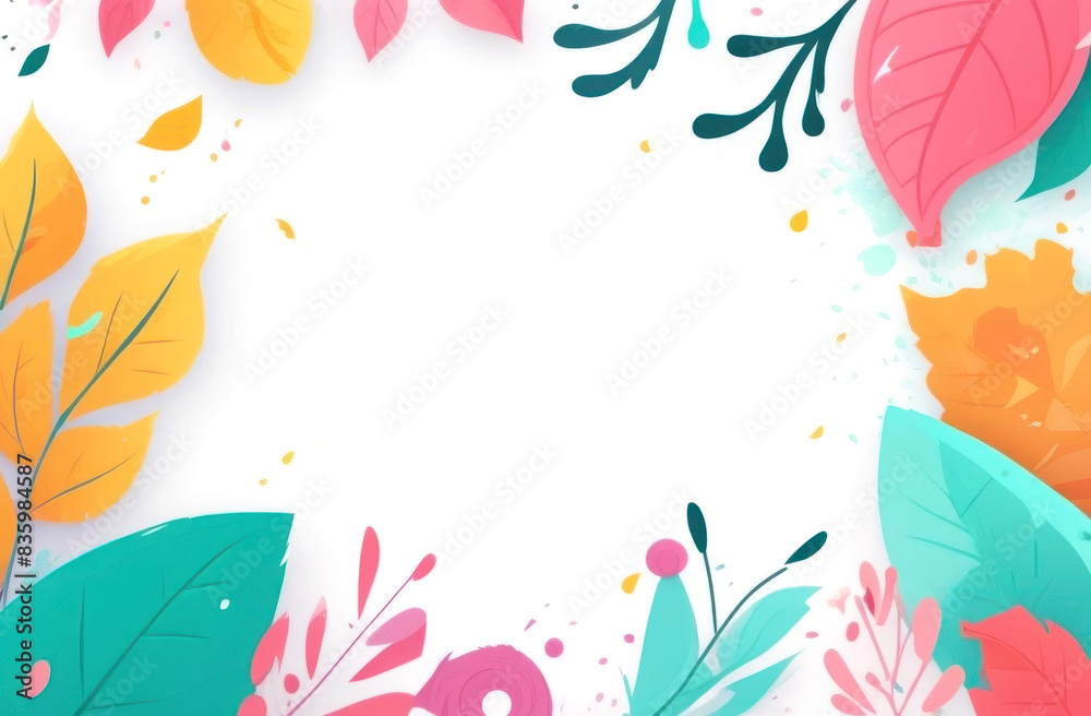 Fototapeta premium Vibrant and whimsical floral design on a clean, white background
