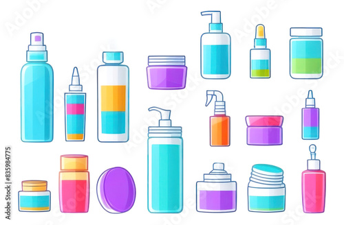 Elevate your projects with vibrant AI generated icons of cosmetic containers © DP