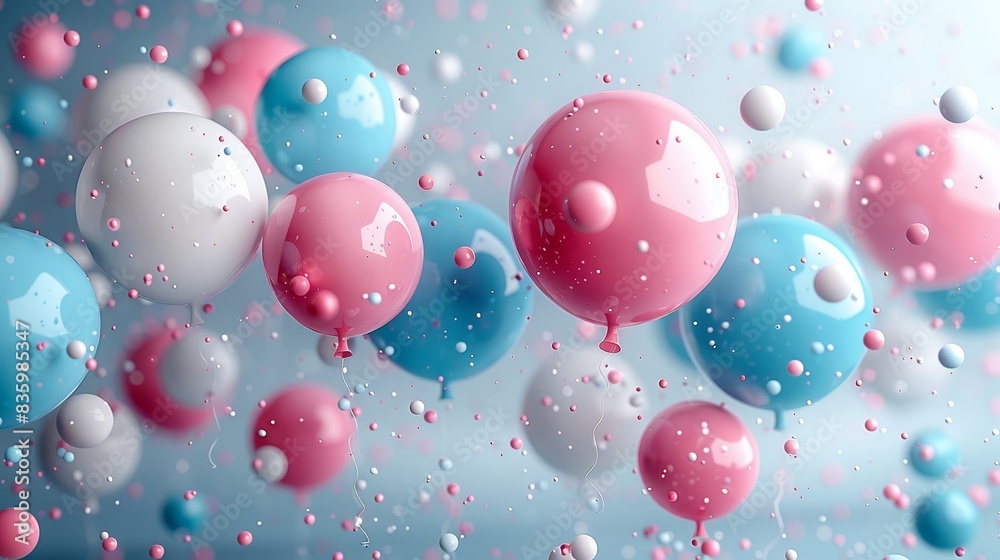 Abstract 3D rendering of colorful spheres in motion, creating a playful and dynamic visual.  Perfect for backgrounds, presentations, and design projects.