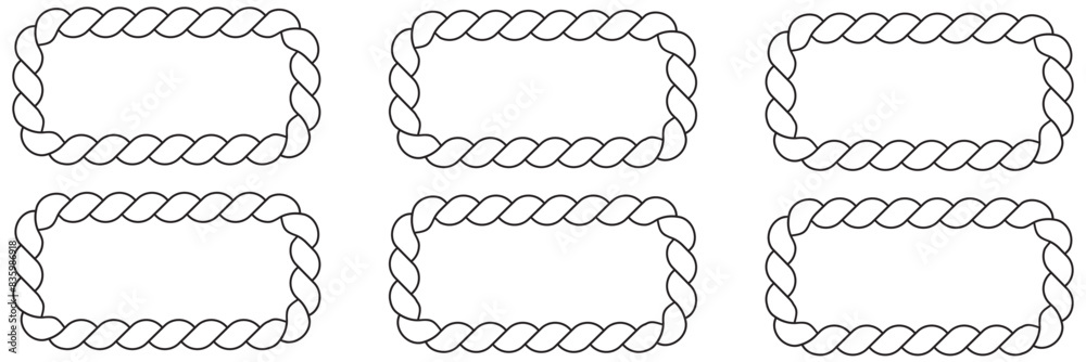 Straight and wavy rope, black monochrome silhouette and outline. Flat vector illustration isolated on white background. Straight and wavy rope, black monochrome silhouette and outline. Flat vector illustration isolated on white background.