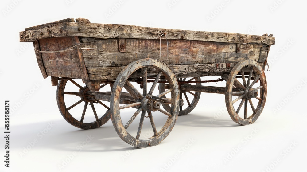 Old fashioned handcart on a white background