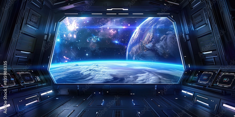Cosmic View from Futuristic Space Station Cosmic View from Futuristic Space Station