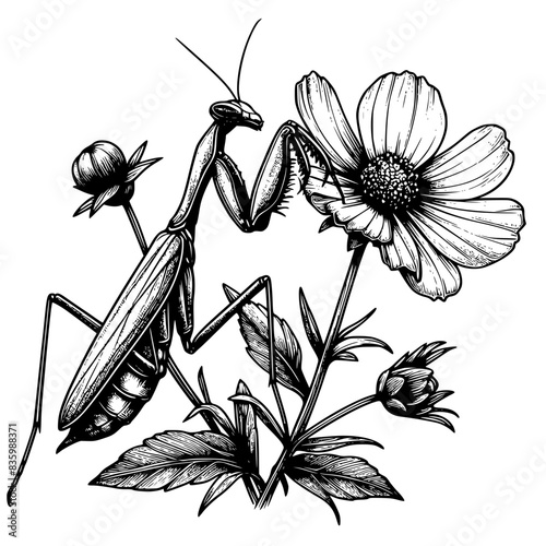 Praying mantis on flower