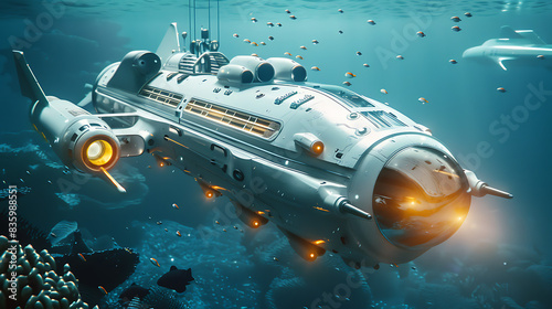 Wallpaper Mural Futuristic Underwater Cargo Submarine: Redefining Transportation Torontodigital.ca