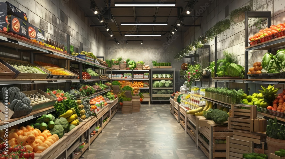 An image of a grocery store aisle filled with various types of fresh food An image of a grocery store aisle filled with various types of fresh food