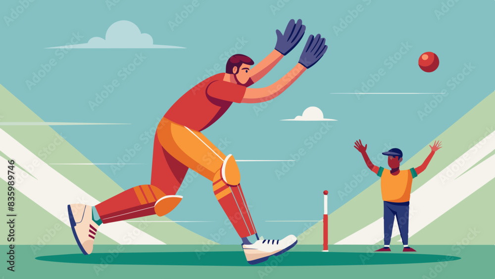 Fototapeta premium A Man Playing Cricket On Pitch 